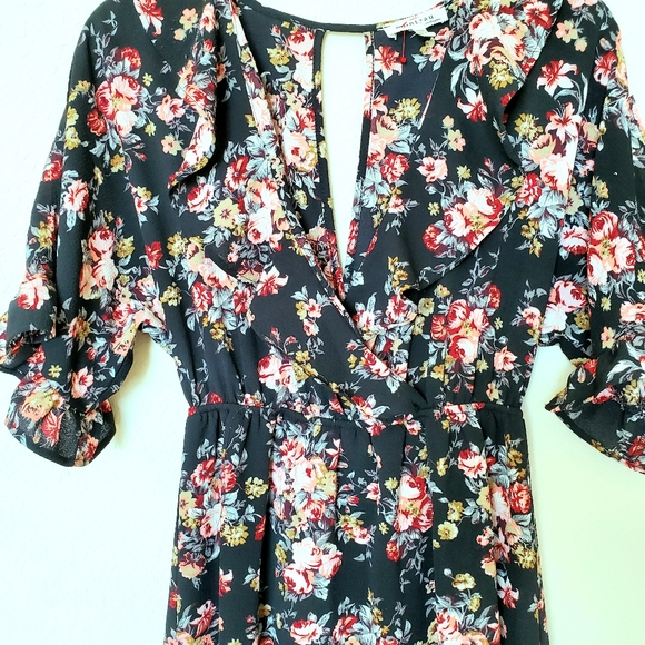 MONTEAU Floral Ruffled Spring Mini Dress - Picture 2 of 5
